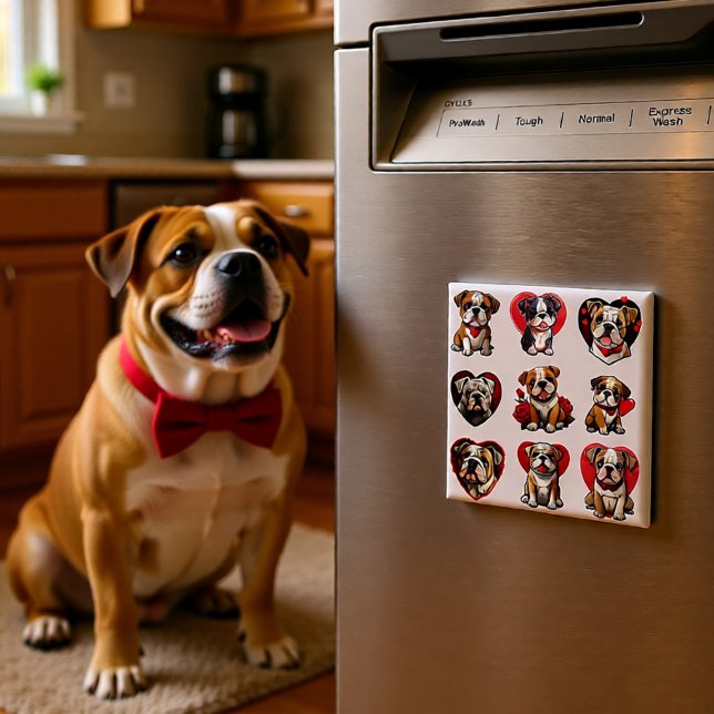 Bulldog Hearts & Roses Magnet (Bulldog Hearts & Roses Magnet)