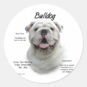 Bulldog History Design Classic Round Sticker