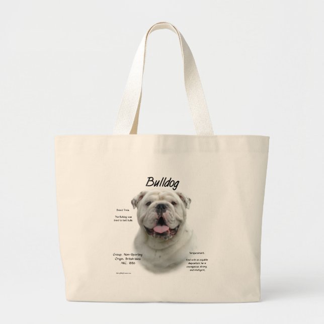 Bulldog History Design Large Tote Bag (Front)