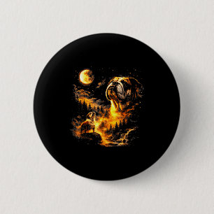 Bulldog howling to the moon vintage 90s funny dog 2 inch round button