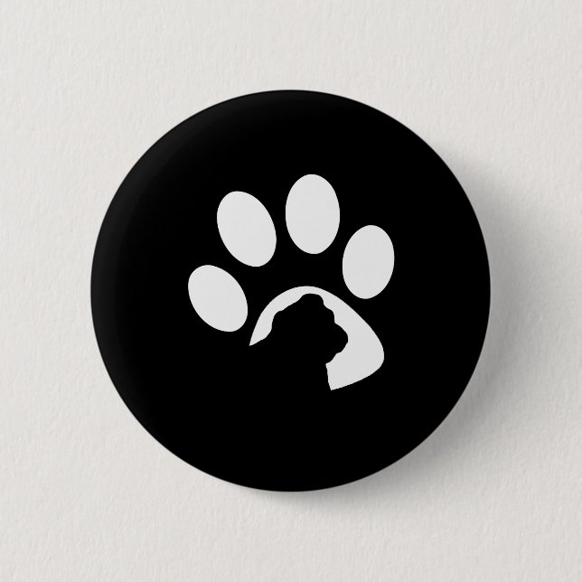 Bulldog Huge Paw Silhouette 2 Inch Round Button (Front)