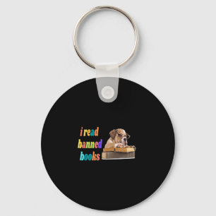 Bulldog I Read Banned Books Keychain