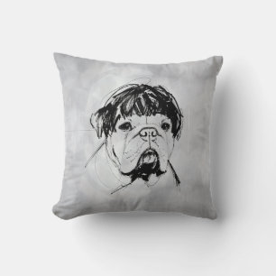 Bulldog In a Wig (Style 2) Fine Art Throw Pillow