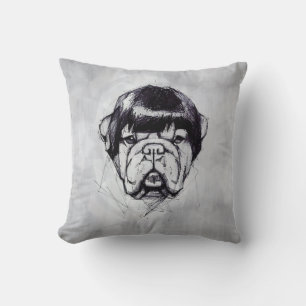 Bulldog In a Wig (Style 3) Fine Art Throw Pillow