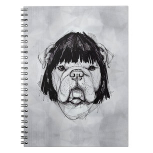 Bulldog In a Wig (Style 6) Fine Art Notebook