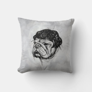 Bulldog In a Wig (Style 7) Fine Art Throw Pillow