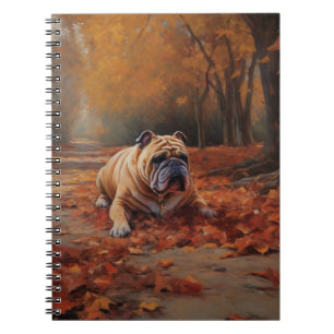 Bulldog in Autumn Leaves Fall Inspire Notebook