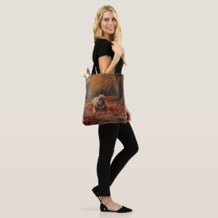 Bulldog in Autumn Leaves Fall Inspire  Tote Bag