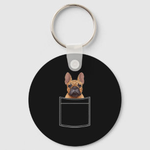 Bulldog In Breast Pocket Frenchie Pocket Keychain