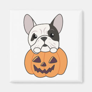 Bulldog In Pumpkin Cute Dogs Happy Halloween Magne Magnet