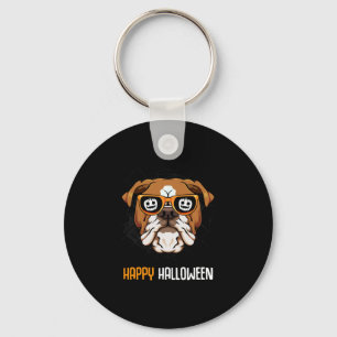 Bulldog In Sungles Lazy Halloween Costume Dog Keychain