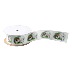 Bulldog in the Grass 1.5 Inches Satin Ribbon