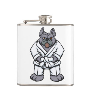 Bulldog jiu jitsu   choose background color hip flask