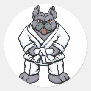 Bulldog jiu jitsu choose background colour classic round sticker