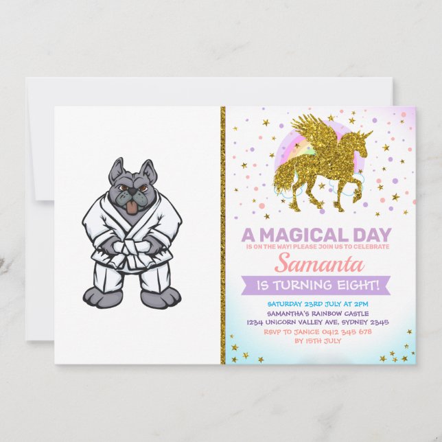 Bulldog jiu jitsu | choose background colour invitation (Front)