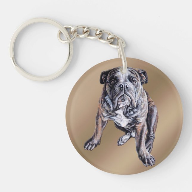 Bulldog Keychain Personalized English Bulldog Gift (Front)