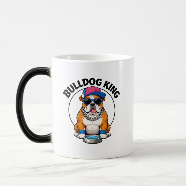 Bulldog King Cool Sunglasses Design Magic Mug (Left)