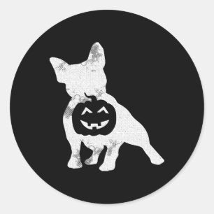 Bulldog Lazy Halloween Costume Cute Frenchie Pumpk Classic Round Sticker