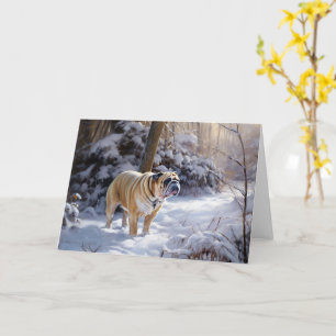 Bulldog Let It Snow Christmas Brushed Card