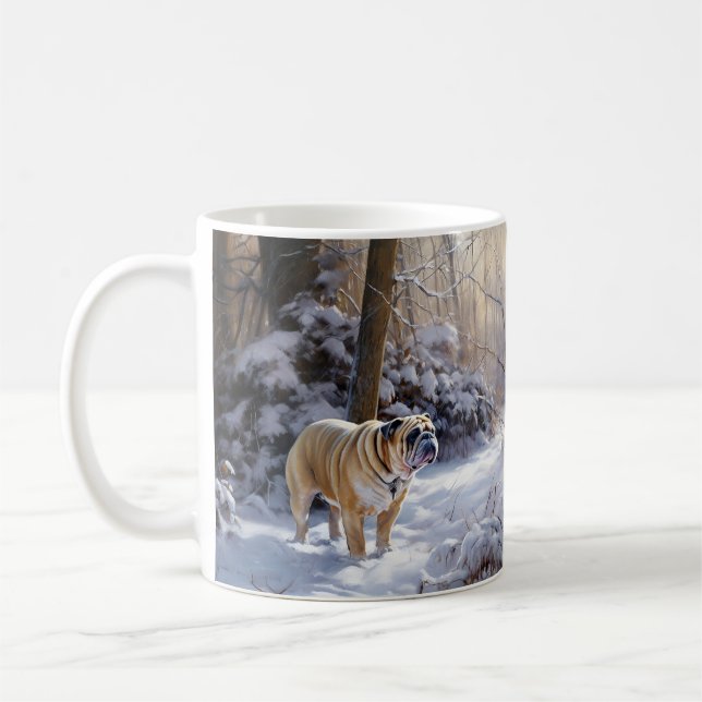 Bulldog Let It Snow Christmas Brushed  Coffee Mug (Left)