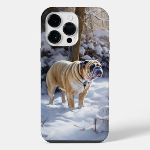 Bulldog Let It Snow Christmas Brushed iPhone 14 Pro Max Case