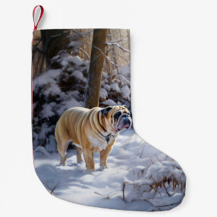 Bulldog Let It Snow Christmas Brushed  Small Christmas Stocking