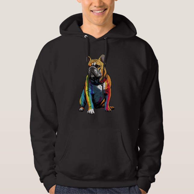 Bulldog LGBT Pride Colors Hoodie (Front)