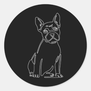 Bulldog Line Art Cute Fun Dog Mom Classic Round Sticker
