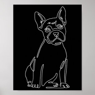Bulldog Line Art Cute Fun Dog Mom  Poster