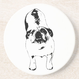 Bulldog—Look Up, Bold B&W Coaster