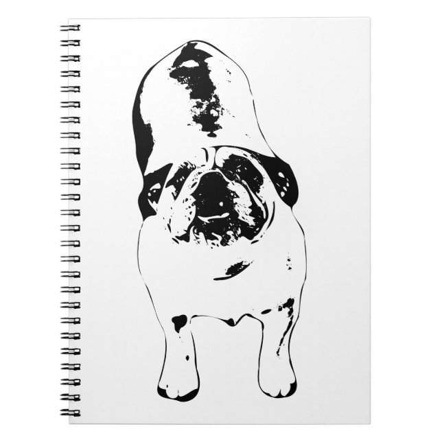 Bulldog—Look Up, Bold B&W Notebook (Front)