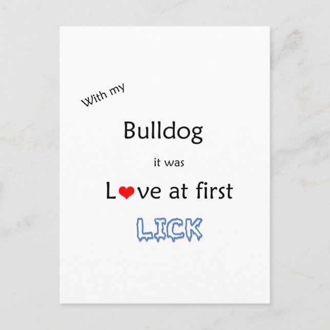 Bulldog Love at First Lick Postcard (Front)