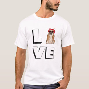 Bulldog Love Heart Sunglasses Dog English Bulldog T-Shirt