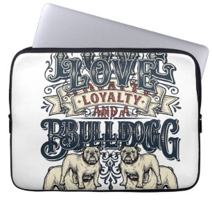 Bulldog Love Shirt Vintage Engraving Dog Quote Des Laptop Sleeve