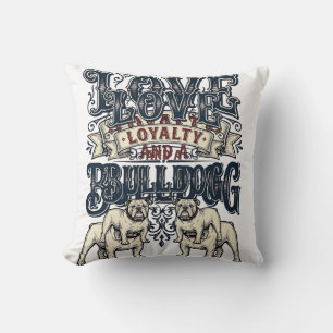 Bulldog Love Shirt Vintage Engraving Dog Quote Des Throw Pillow