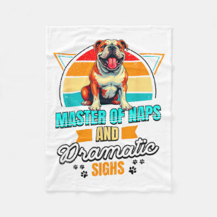 Bulldog Lover Funny Bulldog Retro  Fleece Blanket