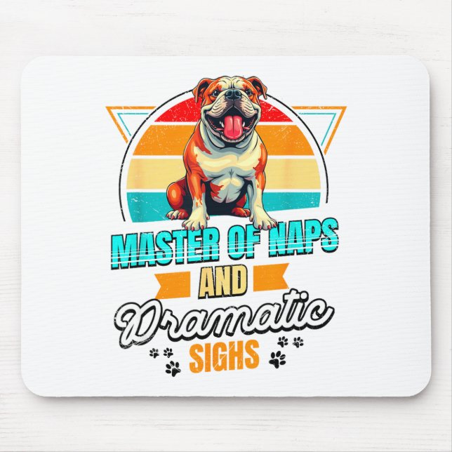 Bulldog Lover Funny Bulldog Retro  Mouse Pad (Front)