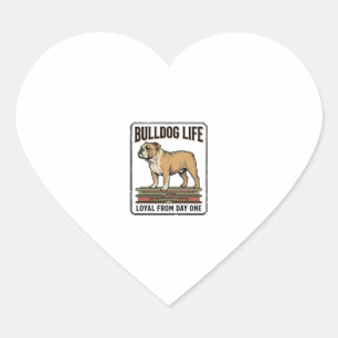 Bulldog Lover Shirt Vintage Engraved Dog Art_1 Heart Sticker