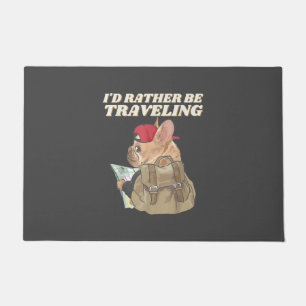 Bulldog Lovers   I’d Rather Be Travelling Bulldog Doormat
