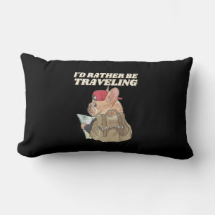 Bulldog Lovers I’d Rather Be Travelling Bulldog Lumbar Pillow