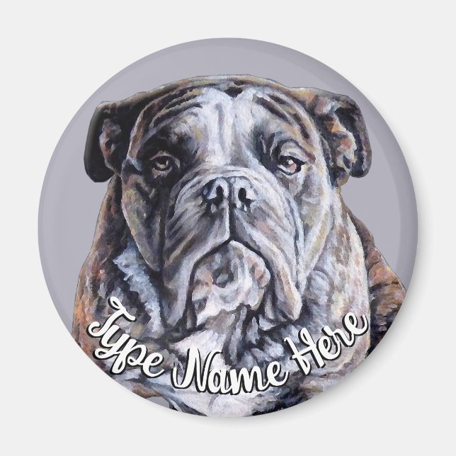 Bulldog Magnet Personalized English Bulldog Gift (Front)