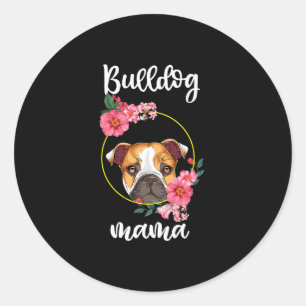 Bulldog Mama Dog Mom Floral  Classic Round Sticker
