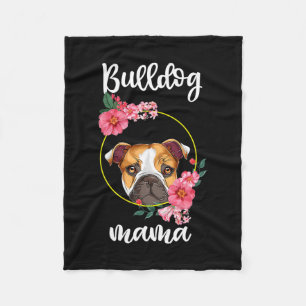 Bulldog Mama Dog Mom Floral Fleece Blanket