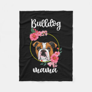 Bulldog Mama Floral  Fleece Blanket