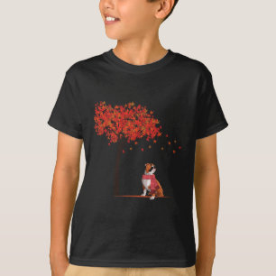 Bulldog Maple Tree Thanksgiving Day Cute Dog Fall T-Shirt