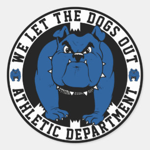 Bulldog Mascot Athletic Dept. We Let The Dogs Out  Classic Round Sticker