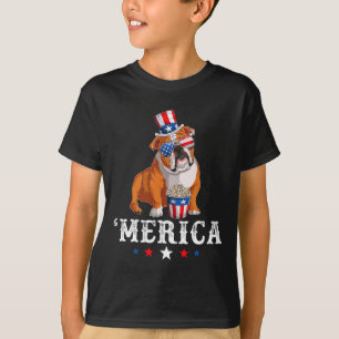 Bulldog Men Women Usa American Flag English Bulldo T-Shirt