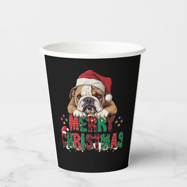 Bulldog - Merry Christmas Dog Classic T-Shirt Paper Cups (Front)