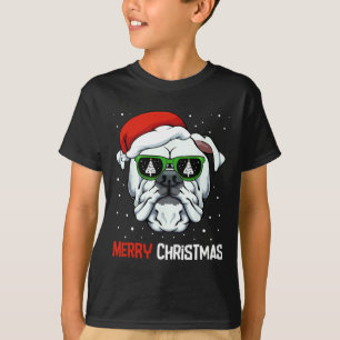 Bulldog Merry Christmas Pajama Cute Dog Santa Hat T-Shirt