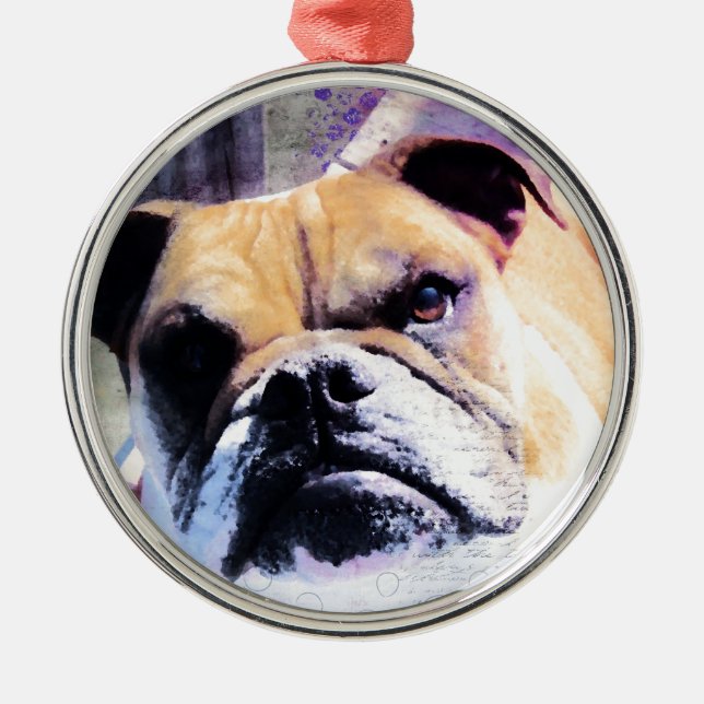 Bulldog Metal Ornament (Front)